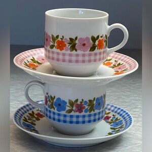 Vintage Mitterteich Bavaria Cups and Saucers Set of 2